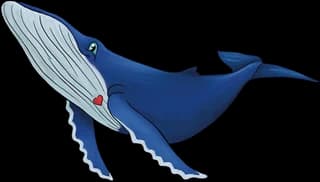 Una ballena azul, ilustración de las Fábulas de Gunter